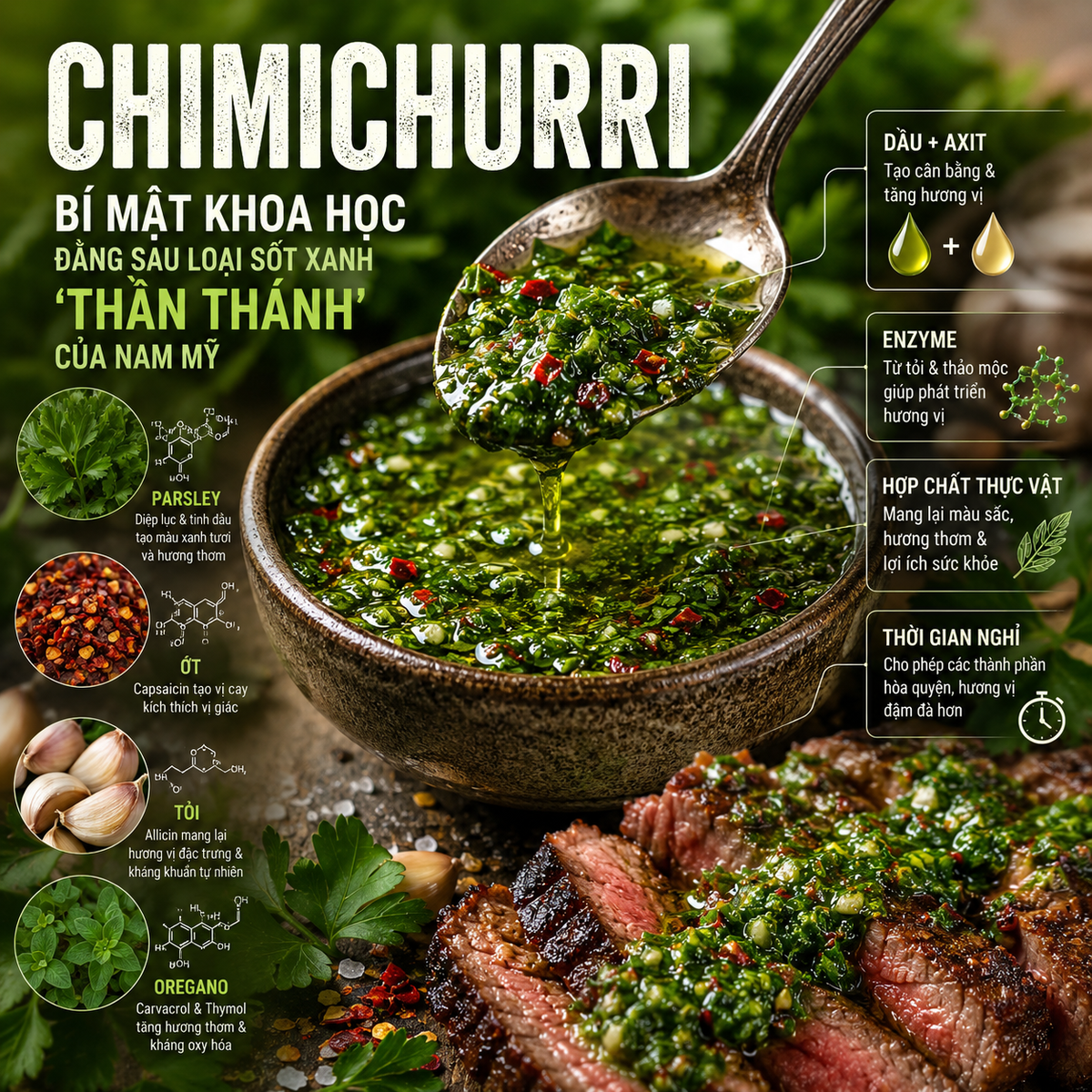 Chimichurri: bí mật khoa học đằng sau loại sốt xanh 'thần thánh' của Nam Mỹ