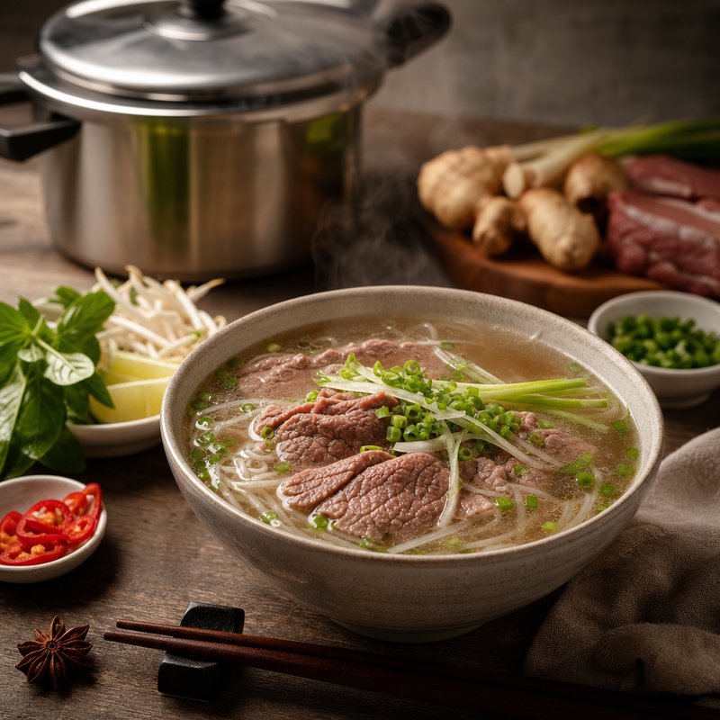 Nước dùng bò đậm vị trong 1 giờ: khoa học đằng sau nồi áp suất và bí mật của một bát phở hoàn hảo